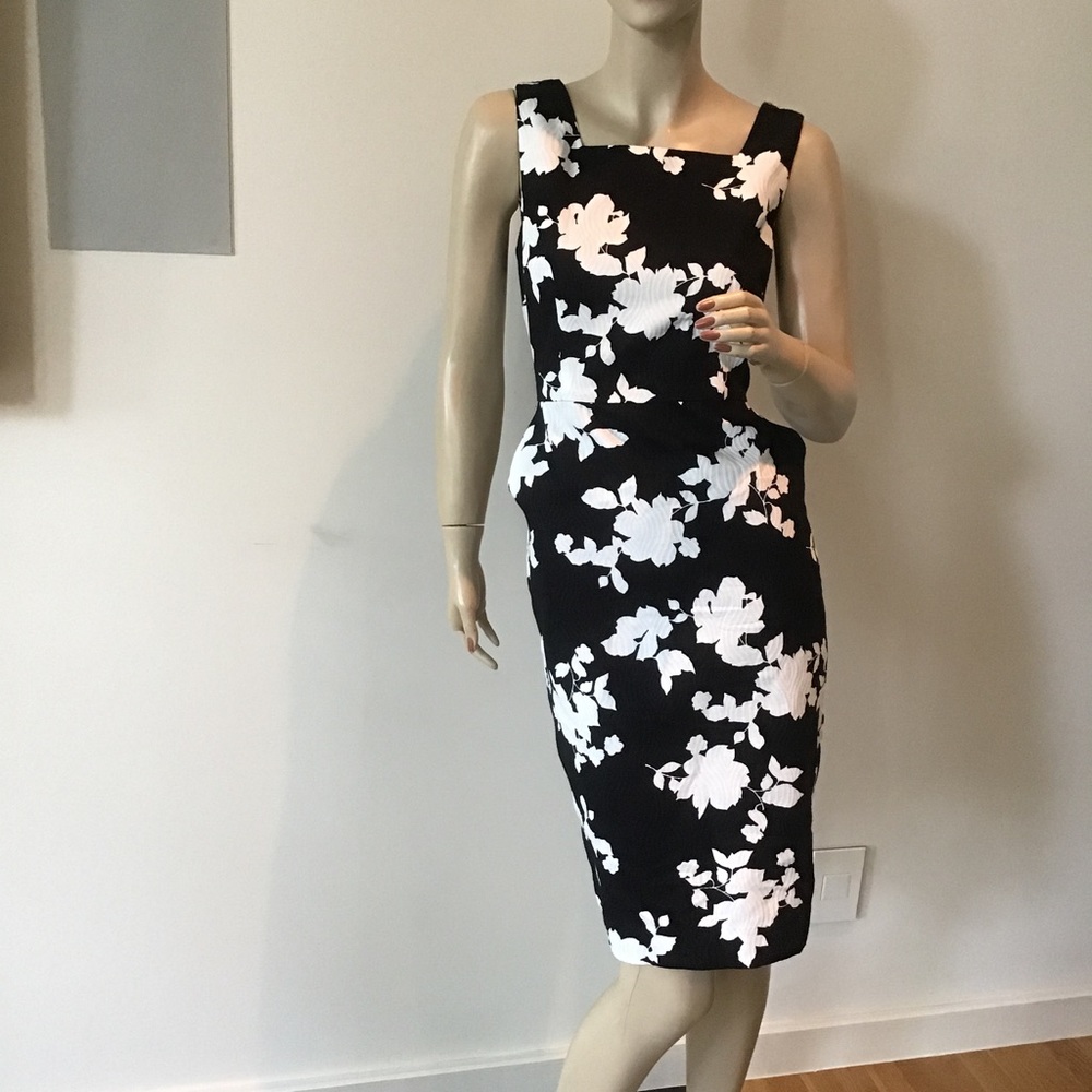 NEW Talbots Navy Blue White Floral Classic Jackie O Sheath Dress 2 $159‎ Pockets